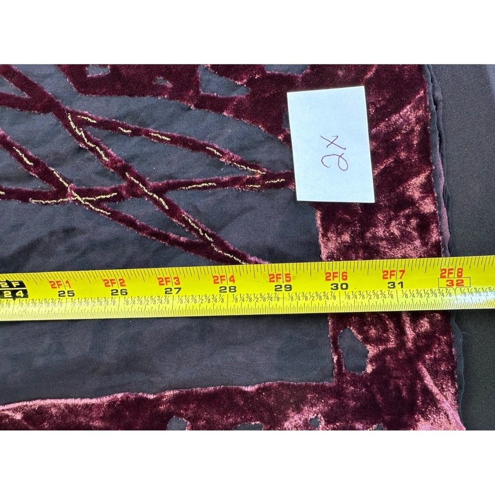 Leidi Lancetti Velvet Silk Burnout Scarf L Rectangle Rich Red Shimmering Gold‎ - Picture 7 of 8